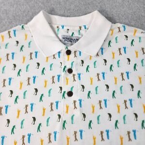 Windham Pointe‎ AOP All Over Print Golfer Pattern Polo Shirt Mens Medium White